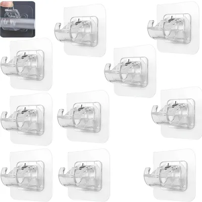 Gardinenstangenhalter, selbstklebend, 10 Stück, transparent, ohne Bohren