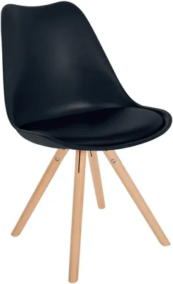 Produktbild von CLP Besucherstuhl Esszimmerstuhl Sofia aus Kunststoff und hochwertiger Polsterung schwarz Gestell Farbe natur (rund)