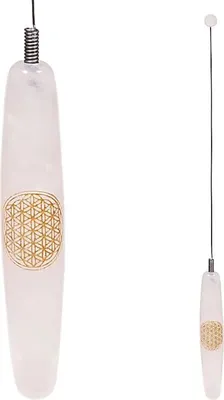 Produktbild von Einhandrute Rosenquarz mit Blume des Lebens -- 32 cm