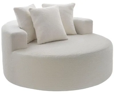 Obrázek produktu pro Relaxační křeslo tectake®, potah bouclé, průměr 127 x 60 cm, vysoce kvalitní pěna, bez nutnosti montáže, včetně 3 polštářů, s návodem, barva: krémová