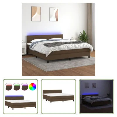 Produktbild von The Living Store Boxspringbett mit Matratze & LED Dunkelbraun 180x200 cm Stoff