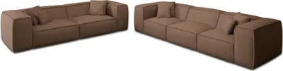 Produktbild von Strukturstoff 4-3-Sitzer Sofa Set Arelia Braun