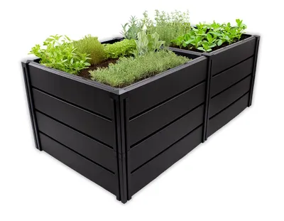 Produktbild von KHW Erweiterbares Hochbeet Demeter "XL". Inhalt: 672 Liter.  Hochwertiger recycelter UV-beständiger Kunststoff, stabil und wetterbeständig. Anthrazit.