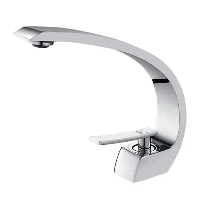 Produktbild von Auralum MAX Wasserhahn Bad Silber– Badarmatur Waschbecken Armatur mit Einhebelmischer, Messing bleifrei, modernes rundes Design, für Badrenovierung