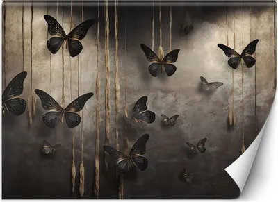 Produktbild von Vlies fototapete Schwarze Schmetterlinge 3D 400x280 cm Feeby Grau inkl. Kleber einfache Montage