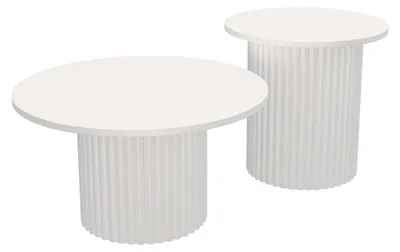 Produktbild von Couchtisch 2in1 Set, 2 Tische, Weiß, 49x49 cm, Stahlgestell & Melaminplatte