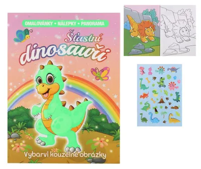 Zdjęcie produktu dla Kolorowanka z naklejkami Wesołe dinozaury A4 23x31cm