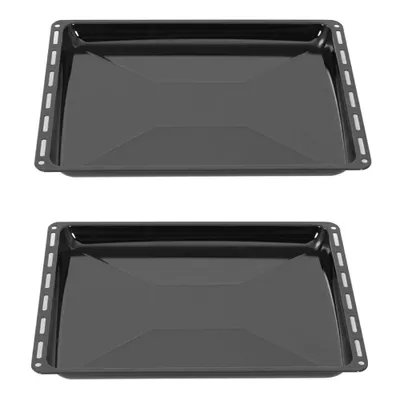 Produktbild von ICQN 445 x 375 x 35 mm Backblech Set, Passend für Whirlpool, Ignis, Bauknecht, Indesit, Algor, Lloyds, 2er Backbleche für Backofen, Emailliert Fettpfanne, 44,5 x 37,5 cm