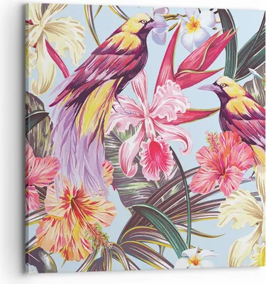 Produktbild von Bild auf Leinwand - Leinwandbild - Blume Vogel Sommer - 70x70cm - Wand Bild - Wanddeko - Wandbilder - Leinwanddruck - Bilder - Kunstdruck - Wanddekoration - Leinwand bilder - Wandkunst - AC70x70-3485