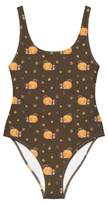 Produktbild von Mr. & Mrs. Panda Shape-Badeanzug Kürbis Maus Größe XL - Braun - Geschenk, Halloween, Swimsuit, Bademode, Strandmode, Badeanzug, Damen-Einteiler, Trick Or Treat, Kerzen