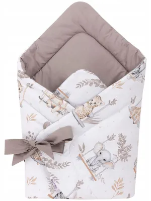 Produktbild von Jukki Babyhörnchen 80x80 cm – Einschlagdecke aus 100% Baumwolle mit Schleife, für Neugeborene – Happy Jungle