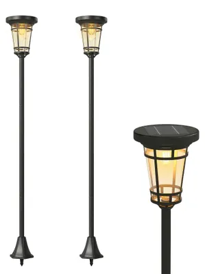 Produktbild von Outsunny Solar Laterne 2er-Set Stehleuchte 180cm Höhenverstellbar Gartenlaterne