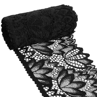 Spitzenband schwarz, 10 cm breit, 5 Yards, elastisch