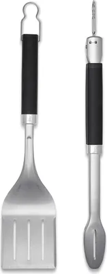 Productafbeelding van Famanu Barbecueset - Robuuste tang en spatel van roestvrij staal - Zwart