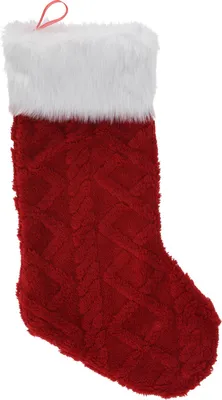 Produktbild von Weihnachtsstrumpf 27x50cm, Strickoptik, rot