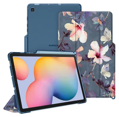 Produktbild von Fintie Hülle für Samsung Galaxy Tab S6 Lite 10.4 2022/2020 SM-P610/P613/P615/P619 - Slim Schutzhülle mit Transparenter Rückseite Abdeckung Cover, Auto Sleep/Wake, Blühender Hibiskus