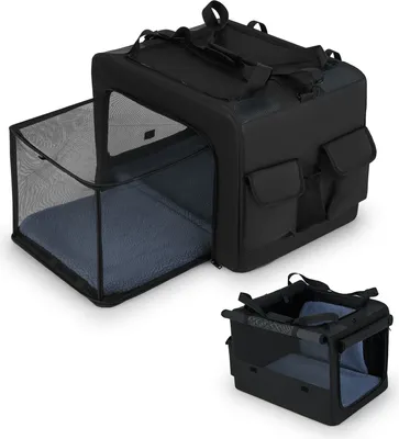 Obrázek produktu pro COSTWAY přepravka pro psy skládací přenosná, přepravní box se 2 otvory, oknem, síťovaným košem a držadly, taška pro střední a velké domácí mazlíčky 80x60x42cm