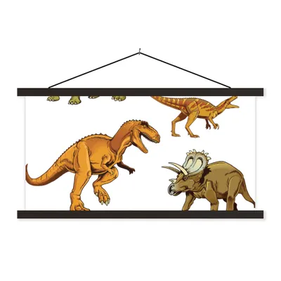 Produktbild von MuchoWow® Textilposter Dinosaurier - Zeichnung - Jungen - Kinder 120x60 cm mit schwarzem Rahmen - Dekoration Schlafzimmer