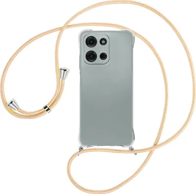 Produktbild von Handykette Backcover-Schutzhülle mit Band (Metall silberfarben) für Motorola Moto G Play 4G (2025) - Goldkordel