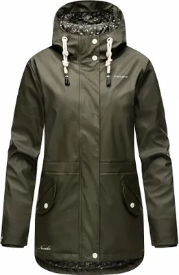 Produktbild von Navahoo Damen Regen Jacke Parka Wasserdicht Gefüttert Funktionsjacke Ocean Heart Dark Olive Gr. 36 - S