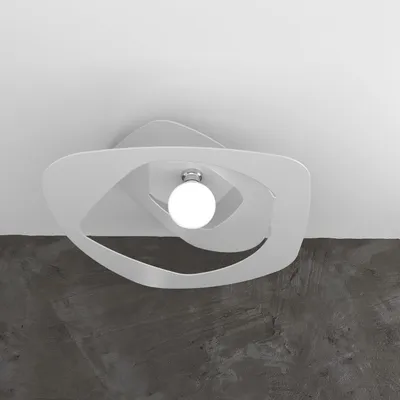 Immagine prodotto di Plafoniera Moderna Warped Metallo Bianco 1 Luce E27 D.65Cm