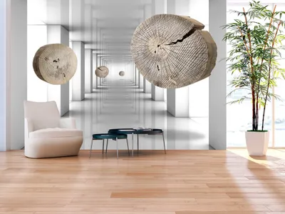 Produktbild von Vlies Fototapete 3D Effekt 350x256 cm Tapeten Wandtapete XXL Optisch Abstrakt Tunnel Holz a-A-0191-a-d