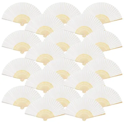 Produktbild von TRANKIELO® - 20 weiße Papierfächer mit Bambusgriffen - Perfekt für Hochzeiten, Partys und DIY-Projekte