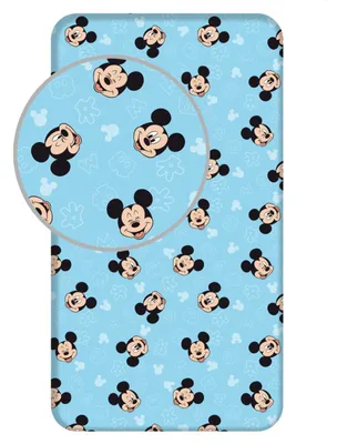 Image de Disney - Drap housse en coton "Mickey" - Bleu - 90 x 200 cm