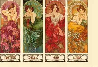 Obrázok produktu pre Alfons Mucha Art Print Obraz - Štyri drahokamy, 1900 (120 x 180 cm)