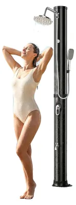 Image de Douche extérieure, pommeau de douche, réglage de température variable, raccordement G1/2, couleur noire