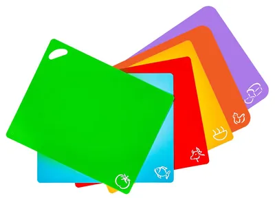Immagine prodotto di Set di taglieri in plastica Axer - 6 taglieri in plastica di grandi dimensioni per la cucina - Colore: trasparente