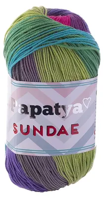 Papatya Sundae Strickgarn 100g – Farbvariante mehrfarbig 5 – Selbstmusterndes Farbverlaufsgarn.