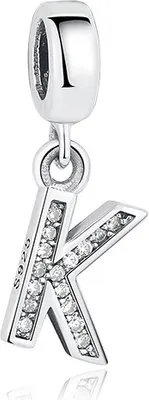 Produktbild von PANDACHARMS Anhänger Charm Buchstabe K, 925er Sterling Silber, passt zu Pandora
