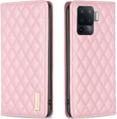 Produktbild von OPPO A94 4G Hülle, Elegant Bookstyle Flip Leder Kartenfächer Schutzhülle mit Ständer für OPPO A94 4G Reno5F F19 Pro Pink