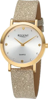 Produktbild von Regent Damen Uhr Lederarmband Leder Armbanduhr Analog gold UR2154074