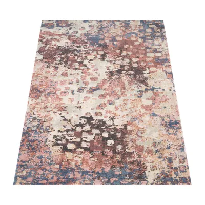 Produktbild von Outdoor Teppich Wetterfest Balkon Wohnzimmer Küche Vintage Abstrakt Beige Rosa Grösse 140x200 cm