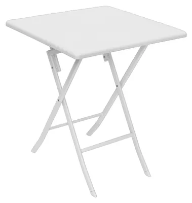 Produktbild von Relaxdays Gartentisch klappbar BASTIAN quadratisch H x B x T: 74 x 61,5 x 61,5 cm, Metall, Kunststoff, Rattan-Optik, weiß