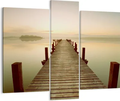 Produktbild von Bild auf Leinwand - Leinwandbild - Brücke See - 95x80cm - Wand Bild - Wanddeko - Wandbilder - Leinwanddruck - Bilder - Kunstdruck - Wanddekoration - Leinwand bilder - Wandkunst - CB95x80-3625