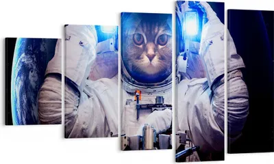 Produktbild von Bild auf Leinwand - Leinwandbild - Kosmonaut Katze - 100x60cm - Wand Bild - Wanddeko - Wandbilder - Leinwanddruck - Bilder - Kunstdruck - Wanddekoration - Leinwand bilder - Wandkunst - EG100x60-3734
