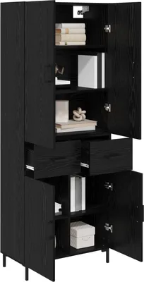 Immagine prodotto di vidaXL Credenza nera look rovere 69,5 x 34 x 180 cm materiale a base di legno