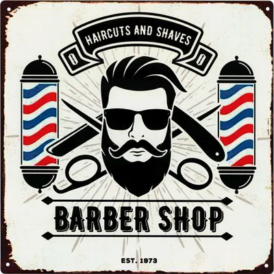 Immagine prodotto di Insegna decorativa di latta Moritz retro barber shop barbiere idea regalo in metallo design vintage per la decorazione