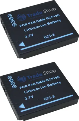 Produktbild von 2x Trade-Shop Li-Ion Akku, 3,7V ersetzt DMW-BCF10, DMW-BCF10E, CGA-S/106C, DMW-BCF10PP, DMW-BCF10GK für Panasonic Lumix DMC-FT1, FP8, FS6, FS7, FS10