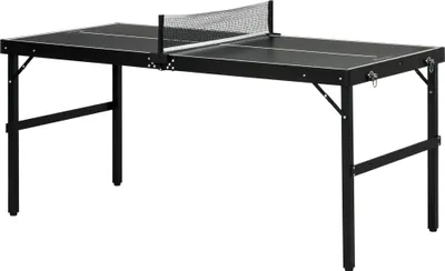Produktbild von Tischtennisset, faltbar, Schloss und Griff, Aluminiumrahmen, 152x76x72 cm, Schwarz