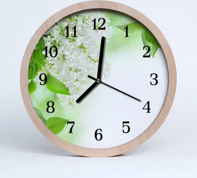 Produktbild von Holzuhr 30fi cm wanduhr - Blätter Blumen