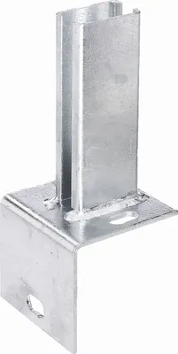 Produktbild von Alberts Pfostenträger für Zaunpfosten auf L-Randsteinen | zum Aufschrauben | feuerverzinkt | Platte 94 x 100 mm | für Pfosten 60 x 40 mm
