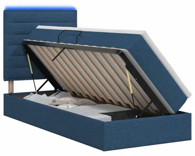 Produktbild von vidaXL LED-Speicherbett mit Matratze Blau 90 x 190 cm Stoff