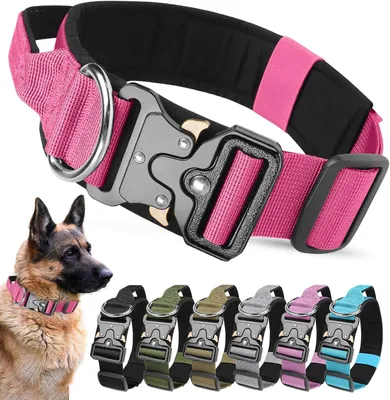 Produktbild von Taktische Hundehalsband Rosa, Robuste Breite Halsband mit Griff, Verstellbar für Hunde
