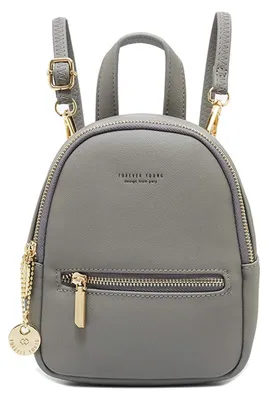 Immagine prodotto di Zaino piccolo da donna, borsa a tracolla, zaino per la scuola, borsa a mano, zaino da giorno, per ragazze, da viaggio, da trekking, impermeabile, in ecopelle, colore grigio