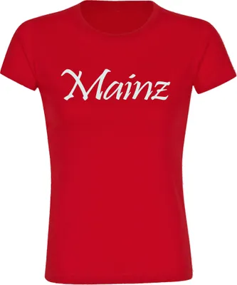 Produktbild von multifanshop Damen T-Shirt - Mainz - Schriftzug, rot, Größe S
