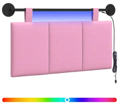 Produktbild von vidaXL Hängendes Kopfteil Mit LED Licht Rosa Stoff